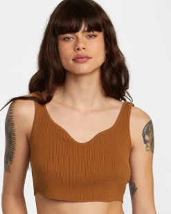 RVCA SELECTS ROUNDABOUT SWEATER TANK V-NECK SWEATER Workwear Brown Discount