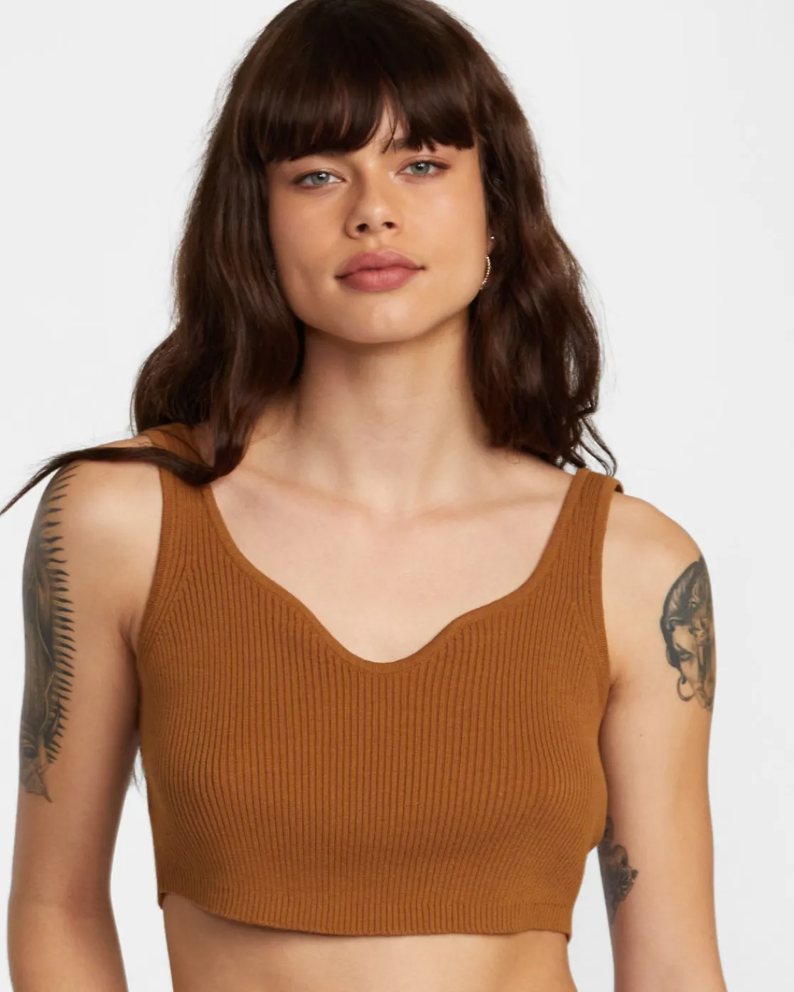 RVCA SELECTS ROUNDABOUT SWEATER TANK V-NECK SWEATER Workwear Brown Discount