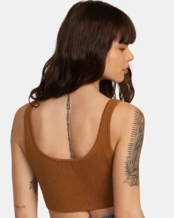 RVCA SELECTS ROUNDABOUT SWEATER TANK V-NECK SWEATER Workwear Brown Discount
