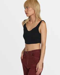 RVCA SELECTS ROUNDABOUT SWEATER TANK V-NECK SWEATER Black Best