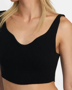 RVCA SELECTS ROUNDABOUT SWEATER TANK V-NECK SWEATER Black Best