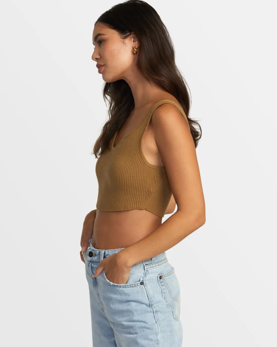 RVCA SELECTS ROUNDABOUT SWEATER TANK V-NECK SWEATER Ermine Best