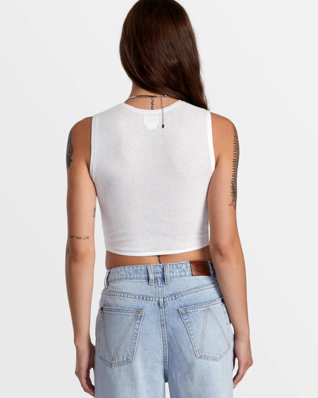 RVCA SELECTS SHIVER SWEATER TANK CREW NECK SWEATER Whisper White New