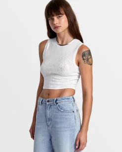 RVCA SELECTS SHIVER SWEATER TANK CREW NECK SWEATER Whisper White New