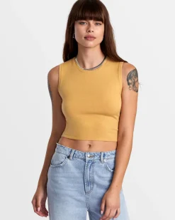 RVCA SELECTS SHIVER SWEATER K CREW NECK SWEATER Tan Sale