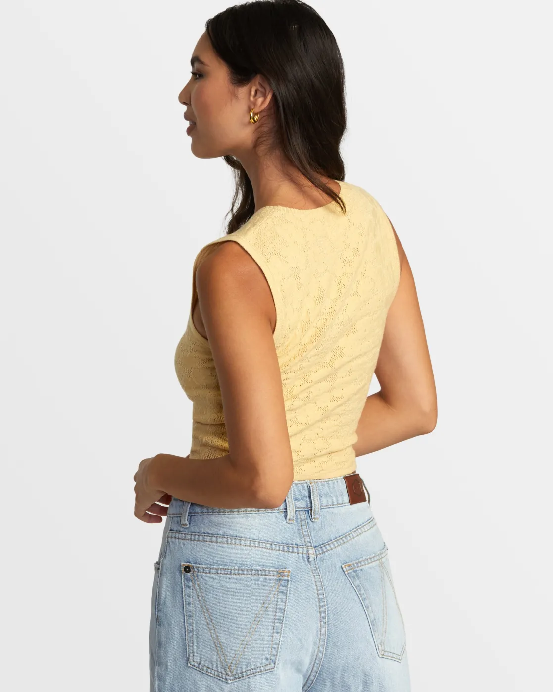 RVCA SELECTS SHIVER SWEATER TANK CREW NECK SWEATER Sahara Sun Best