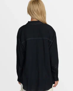 RVCA SHOWDOWN BUTTON UP TOP Rvca Black New