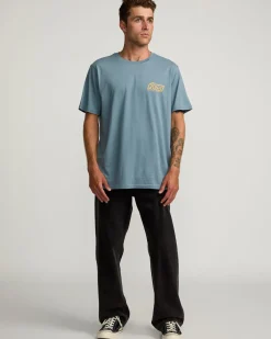 RVCA SIGNATURE SHORT SLEEVE TEE Industrial Blue Sale