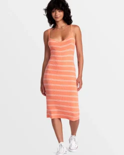 RVCA SILHOUETTE BODYCON MIDI DRESS Fusion Coral Online