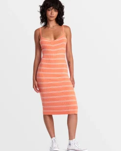 RVCA SILHOUETTE BODYCON MIDI DRESS Fusion Coral Online