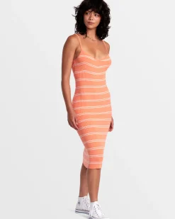 RVCA SILHOUETTE BODYCON MIDI DRESS Fusion Coral Online