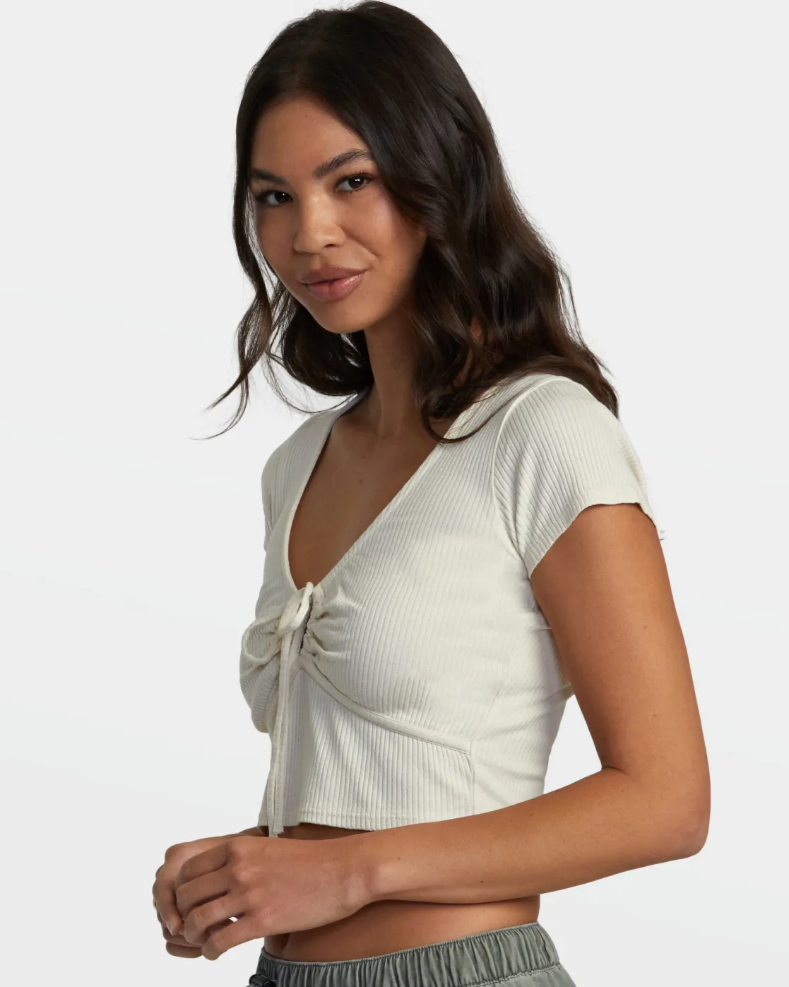 RVCA SMITTEN II CROPPED TOP Latte Discount
