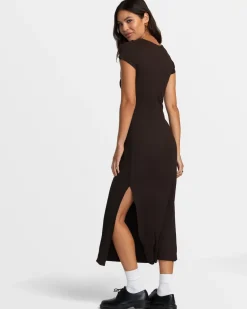 RVCA SMITTEN II MIDI DRESS Chocolate Torte Discount