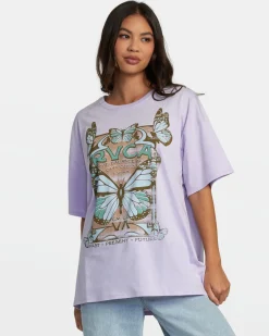 RVCA SOCIAL BUTTER FLY TEE Pastel Lilac Hot