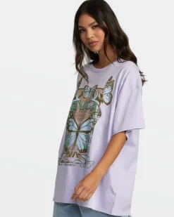 RVCA SOCIAL BUTTER FLY TEE Pastel Lilac Hot