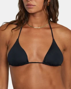 RVCA SOLID HALTER TRIANGLE BIKINI TOP Black Clearance
