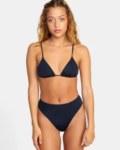 RVCA SOLID HIGH RISE CHEEKY BIKINI BOTTOMS Black Best