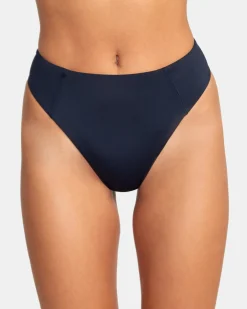 RVCA SOLID HIGH RISE CHEEKY BIKINI BOTTOMS Black Best