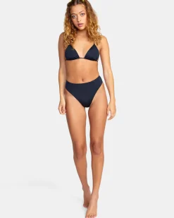 RVCA SOLID HIGH RISE CHEEKY BIKINI BOTTOMS Black Best