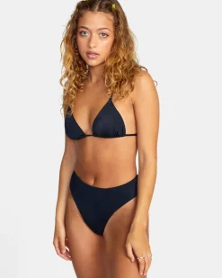 RVCA SOLID HIGH RISE CHEEKY BIKINI BOTTOMS Black Best