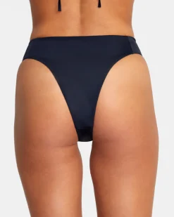 RVCA SOLID HIGH RISE CHEEKY BIKINI BOTTOMS Black Best