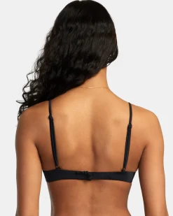 RVCA SOLID INVERTED V-WIRE BRA BIKINI TOP Black Discount