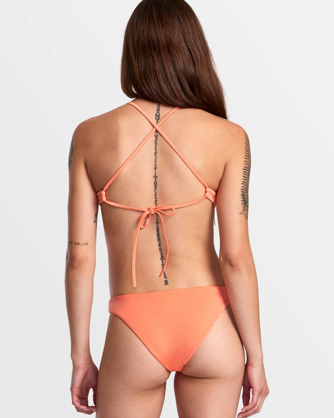 RVCA SOLID SHIMMER CROSSBACK TRIANGLE BIKINI TOP Fusion Coral