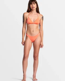 RVCA SOLID SHIMMER CROSSBACK TRIANGLE BIKINI TOP Fusion Coral