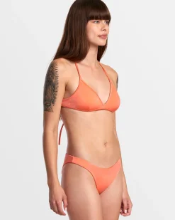 RVCA SOLID SHIMMER CROSSBACK TRIANGLE BIKINI TOP Fusion Coral