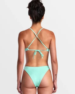 RVCA SOLID SHIMMER CROSSBACK TRIANGLE BIKINI TOP Ice Green Clearance