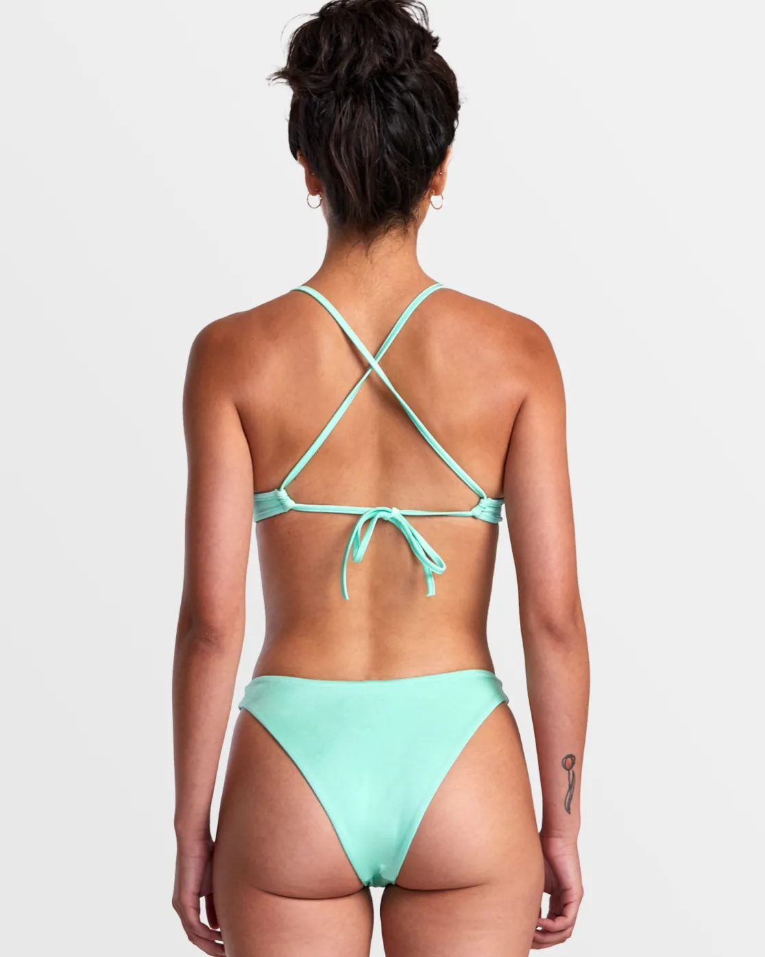 RVCA SOLID SHIMMER CROSSBACK TRIANGLE BIKINI TOP Ice Green Clearance
