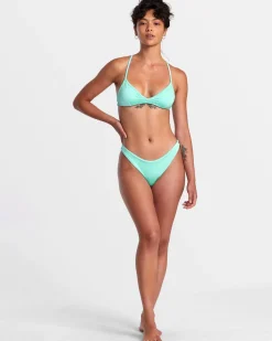 RVCA SOLID SHIMMER CROSSBACK TRIANGLE BIKINI TOP Ice Green Clearance