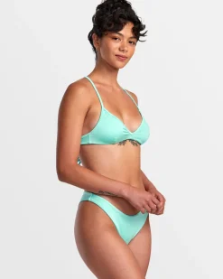 RVCA SOLID SHIMMER CROSSBACK TRIANGLE BIKINI TOP Ice Green Clearance