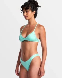 RVCA SOLID SHIMMER CROSSBACK TRIANGLE BIKINI TOP Ice Green Clearance