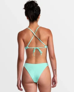 RVCA SOLID SHIMMER HIGH LEG FRENCH BIKINI BOTTOMS Ice Green