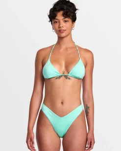 RVCA SOLID SHIMMER TRIANGLE BIKINI TOP Ice Green