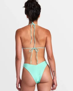 RVCA SOLID SHIMMER TRIANGLE BIKINI TOP Ice Green