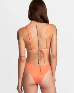 RVCA SOLID SHIMMER V-FRONT FRENCH BIKINI BOTTOMS Fusion Coral Best