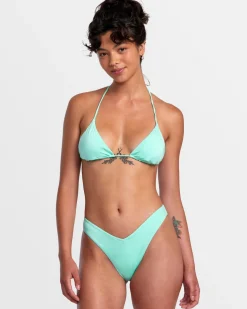 RVCA SOLID SHIMMER V-FRONT FRENCH BIKINI BOTTOMS Ice Green Sale