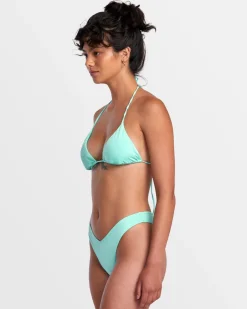 RVCA SOLID SHIMMER V-FRONT FRENCH BIKINI BOTTOMS Ice Green Sale