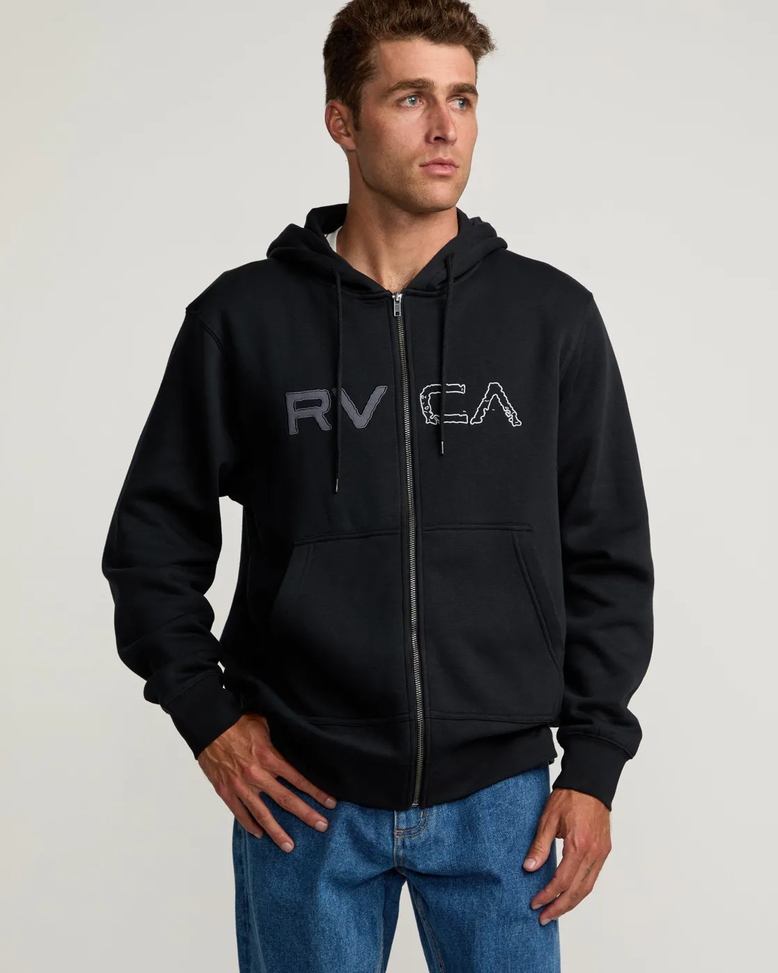RVCA SPLIT PATH ZIP HOODIE Black Clearance