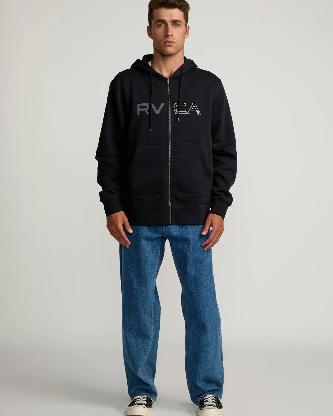 RVCA SPLIT PATH ZIP HOODIE Black Clearance