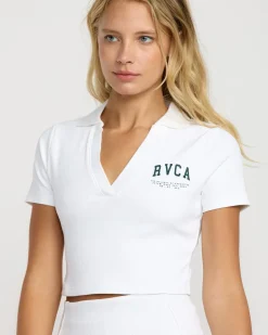 RVCA SPORT CHASE CROPPED POLO SHIRT Whitecap Discount