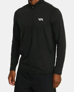 RVCA SPORT VENT HALF-ZIP PULLOVER Black Clearance
