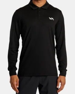 RVCA SPORT VENT LONG SLEEVE POLO TEE Black Hot