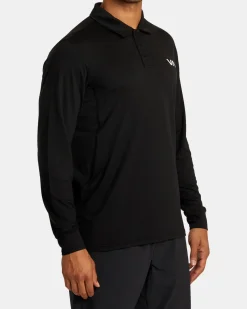 RVCA SPORT VENT LONG SLEEVE POLO TEE Black Hot