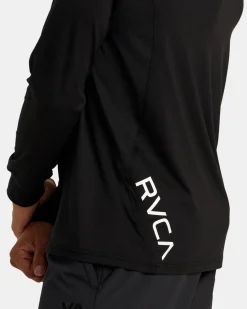 RVCA SPORT VENT LONG SLEEVE POLO TEE Black Hot