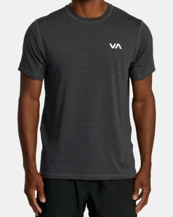 RVCA SPORT VENT STRIPE TECHNICAL SHORT SLEEVE TOP Black Stripe Sale
