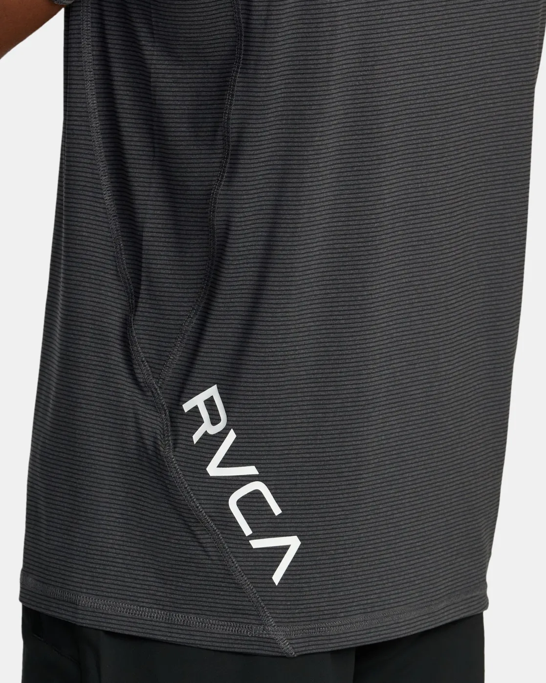 RVCA SPORT VENT STRIPE TECHNICAL SHORT SLEEVE TOP Black Stripe Sale
