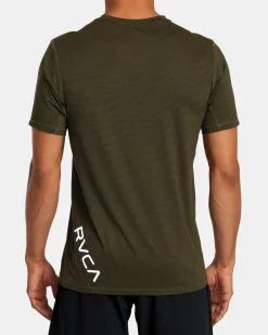 RVCA SPORT VENT STRIPE TECHNICAL SHORT SLEEVE TOP Olive Stripe Outlet